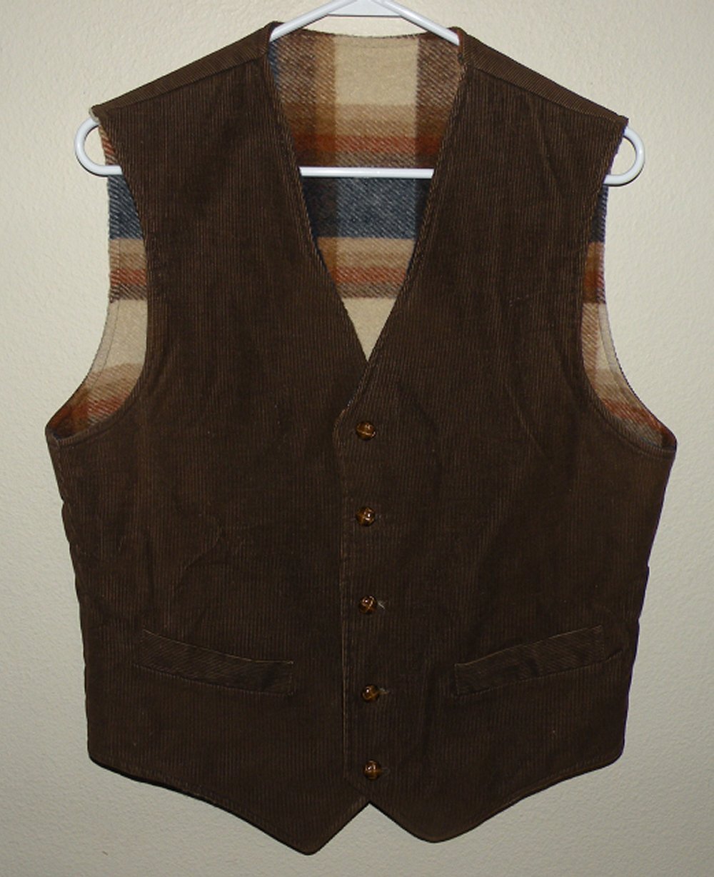 Vtg 70s Coming Attractions Ltd. Mens Lrg Wool Blend Lined Corduroy Vest Dk Brown